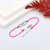 925 Silver Hot Pink String Bracelet Paperclip Zircon Jewelry