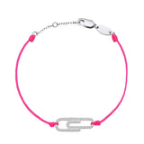 925 Silver Hot Pink String Bracelet Paperclip Zircon Jewelry
