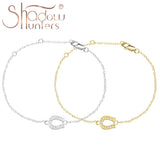925 Silver Chain Bracelet Crystal Horseshoe Charm Wedding Jewelry