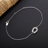 925 Silver Chain Bracelet Crystal Horseshoe Charm Wedding Jewelry