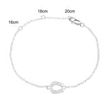 925 Silver Chain Bracelet Crystal Horseshoe Charm Wedding Jewelry