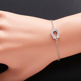 925 Silver Chain Bracelet Crystal Horseshoe Charm Wedding Jewelry