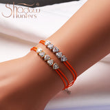 925 Silver Orange Twin Lines Bracelet with Heart Charms