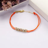 925 Silver Orange Twin Lines Bracelet with Heart Charms