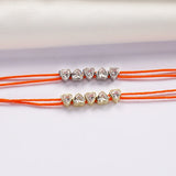 925 Silver Orange Twin Lines Bracelet with Heart Charms