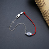 925 Silver Eye Charm Red String Bracelet Half Chain Protection Jewelry