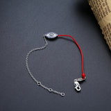 925 Silver Eye Charm Red String Bracelet Half Chain Protection Jewelry