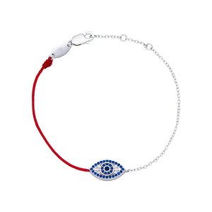 925 Silver Eye Charm Red String Bracelet Half Chain Protection Jewelry