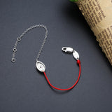 925 Silver Eye Charm Red String Bracelet Half Chain Protection Jewelry