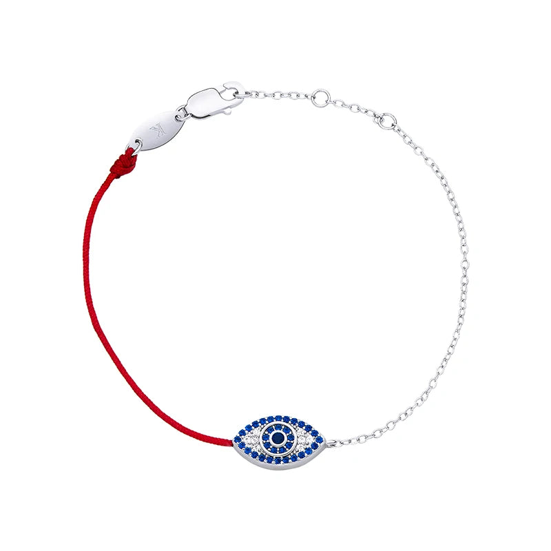 925 Silver Eye Charm Red String Bracelet Half Chain Protection Jewelry
