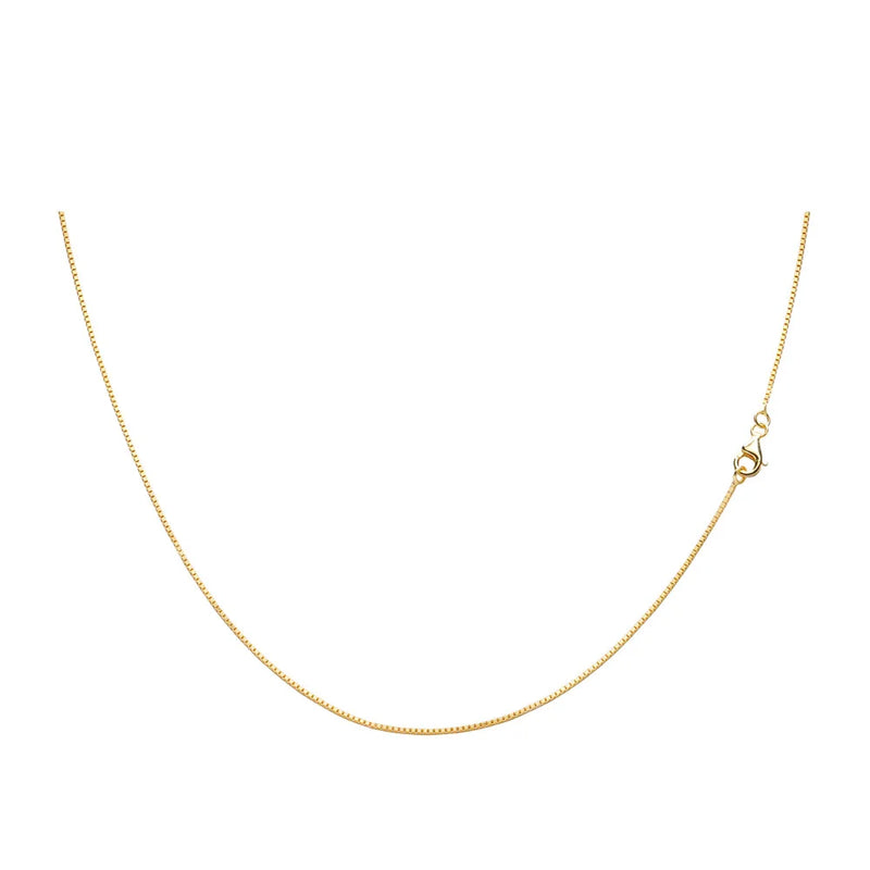 925 Silver Box Chain Necklace 18K Plated Women DIY Jewelry