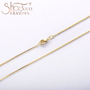 925 Silver Box Chain Necklace 18K Plated Women DIY Jewelry