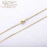925 Silver Box Chain Necklace 18K Plated Women DIY Jewelry
