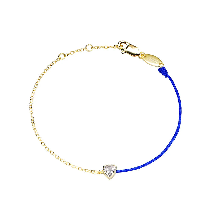 925 Silver Rope Bracelet Heart Zircon DIY Line Bracelet