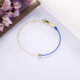 925 Silver Thin Chain Bracelet Pink Line Heart Zircon Rope