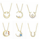 925 Silver Smile Crystal Pendant Necklace