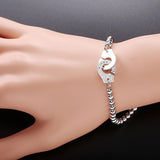 Sterling Silver Handcuff Charms Women Bracelet Chain