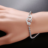 Sterling Silver Handcuff Charms Women Bracelet Chain