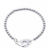 Sterling Silver Handcuff Charms Women Bracelet Chain