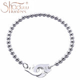 Sterling Silver Handcuff Charms Women Bracelet Chain