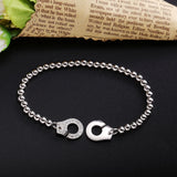 Sterling Silver Handcuff Charms Women Bracelet Chain