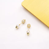 925 Silver Ice Cream Cone Stud Earrings with Zircon & Pearl Back