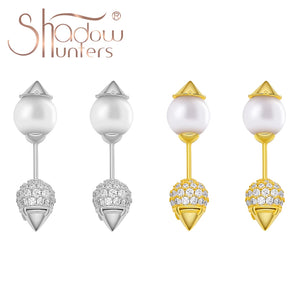 925 Silver Ice Cream Cone Stud Earrings with Zircon & Pearl Back
