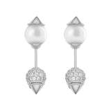 925 Silver Ice Cream Cone Stud Earrings with Zircon & Pearl Back