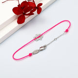 Silver 925 Bracelets For Women Man Lucky Hot Pink String Bracelet Palm Eye