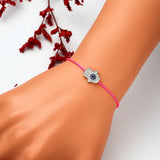 Silver 925 Bracelets For Women Man Lucky Hot Pink String Bracelet Palm Eye
