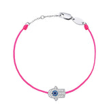 Silver 925 Bracelets For Women Man Lucky Hot Pink String Bracelet Palm Eye