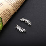 925 Silver Leaves Stud Earrings Wedding Jewelry Piercing CZ Crystal