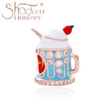 925 Silver Enamel Teapot Charm with Zircon DIY Jewelry Kettle