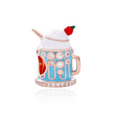 925 Silver Enamel Teapot Charm with Zircon DIY Jewelry Kettle