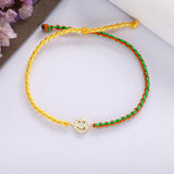 925 Silver Smile Charm Bracelet Clear Zircon Braided Friendship Bracelet
