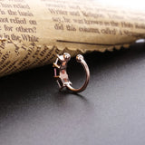 Silver 925 Women Ear Cuff Pink & Crystal Earrings