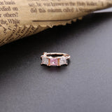 Silver 925 Women Ear Cuff Pink & Crystal Earrings