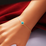 925 Silver Classic Thin Bracelet with Pear Shape Crystal Redline