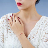 925 Silver Classic Thin Bracelet with Pear Shape Crystal Redline