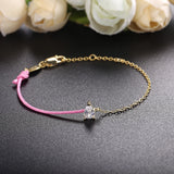 925 Silver Classic Thin Bracelet with Pear Shape Crystal Redline