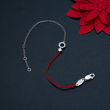 925 Silver Red String Bracelet with Zircon Jewels