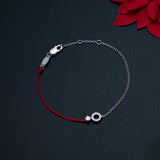 925 Silver Red String Bracelet with Zircon Jewels