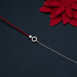 925 Silver Red String Bracelet with Zircon Jewels