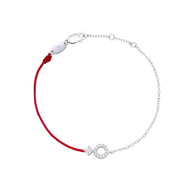 925 Silver Red String Bracelet with Zircon Jewels