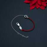 925 Silver Red String Bracelet with Zircon Jewels