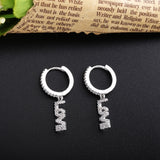 LOVE HOPE Crystal Drop Earrings Zircon Piercing