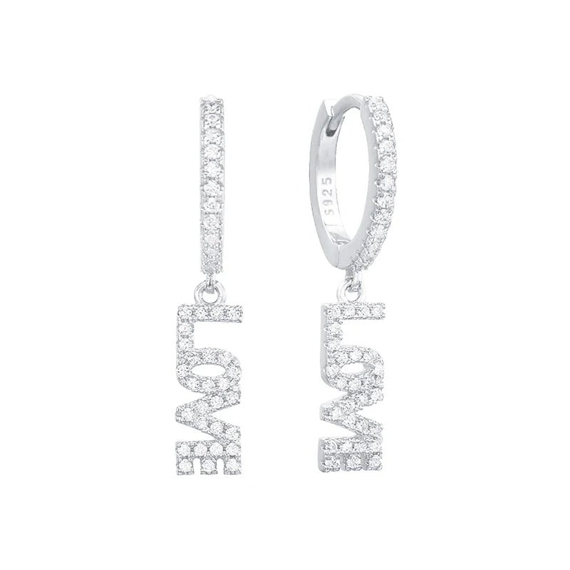LOVE HOPE Crystal Drop Earrings Zircon Piercing