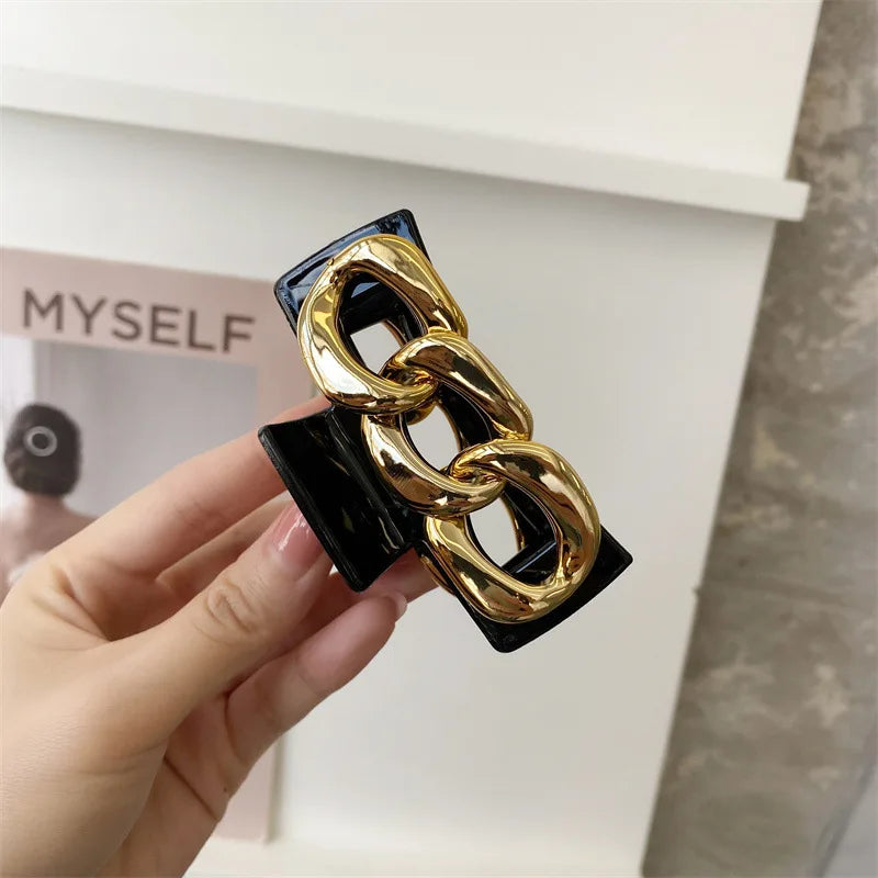 Resin Metal Chain Hairpin for Women's Neo-Goth Hair Jewelry