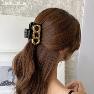 Resin Metal Chain Hairpin for Women's Neo-Goth Hair Jewelry