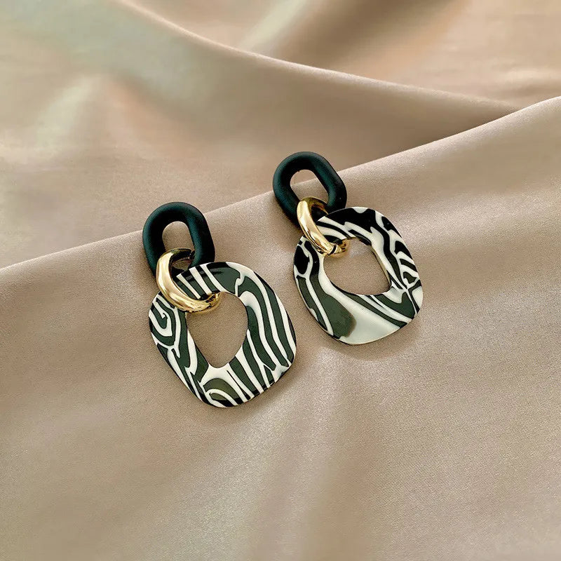 Vintage Monochrome Acrylic Earrings for Women's Unusual Jewelry